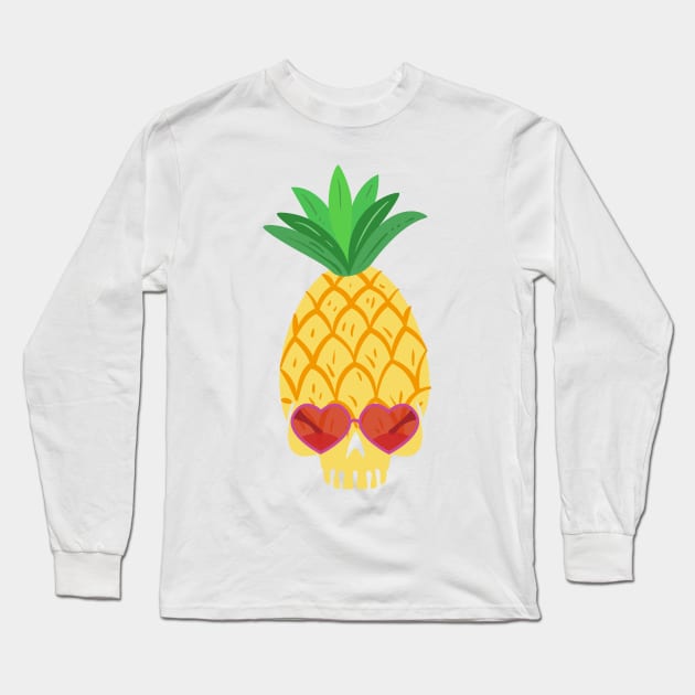 Skull Pineapple Aloha Hawaii Hawaiian Funny Long Sleeve T-Shirt by macshoptee